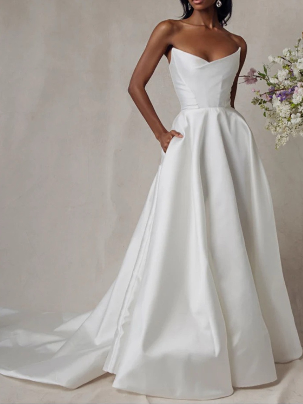 Sarah Seven Drew- Strapless White Gown